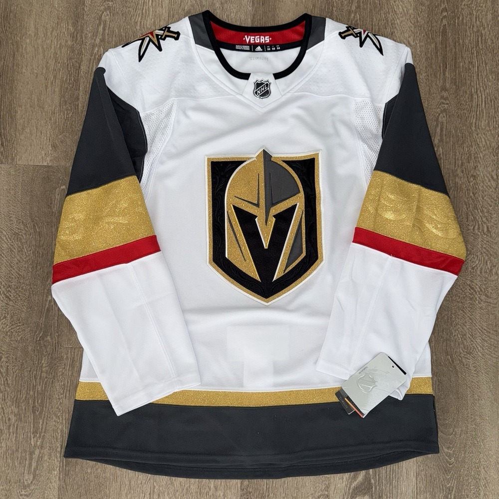 NWT Adidas Vegas Golden Knights White Away Jersey Men's 50 Authentic NHL Strap - Picture 2 of 11